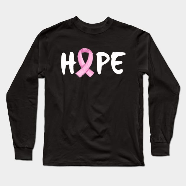 'Hope' Cancer Ribbon Awareness Shirt Long Sleeve T-Shirt by ourwackyhome